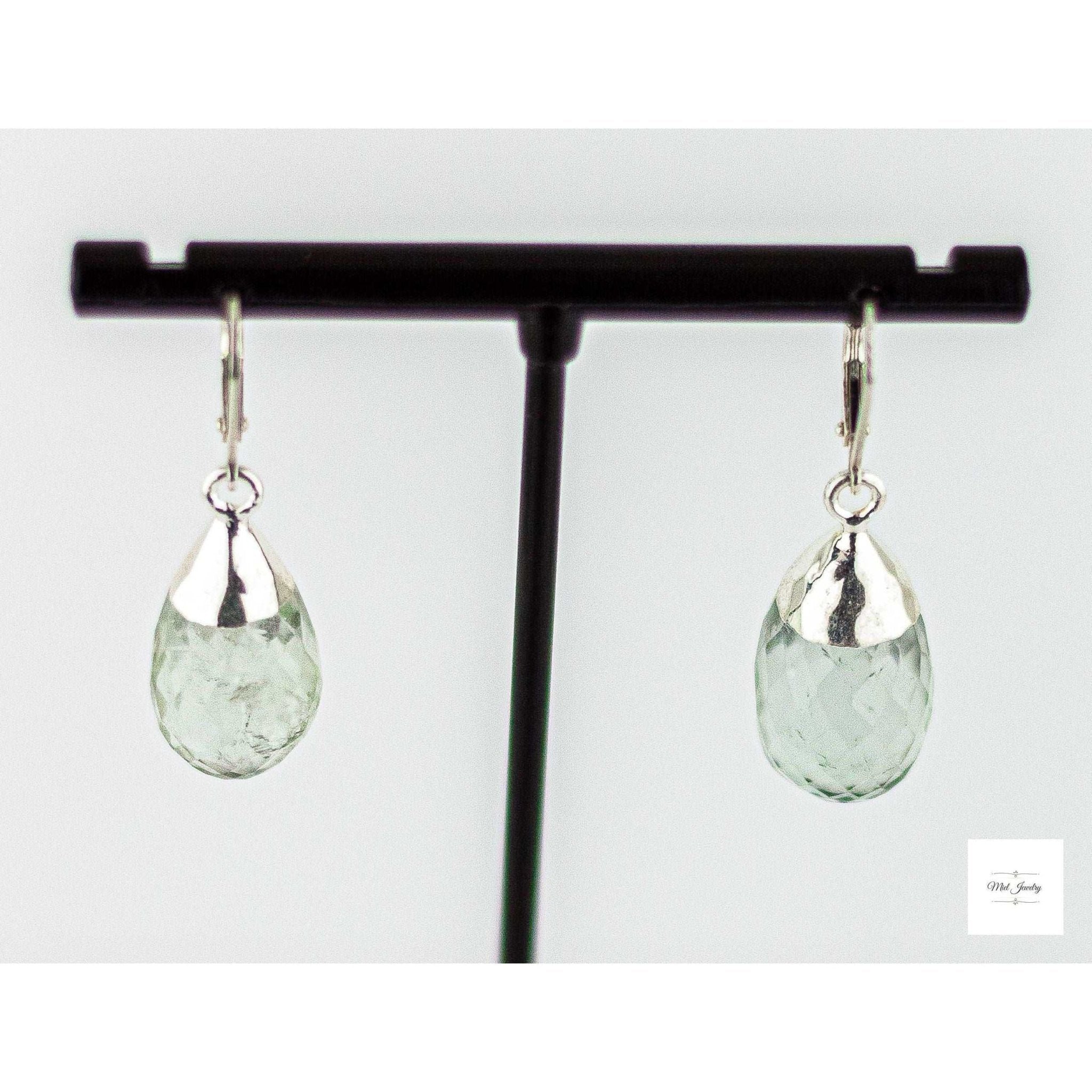Stunning Statement Earrings: Silver Leafed Prasiolite Drop – Miel ...